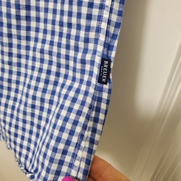 Breuer Blue and White Check Button Front Shirt SS size 173/4-45, Casual - Picture 3 of 8